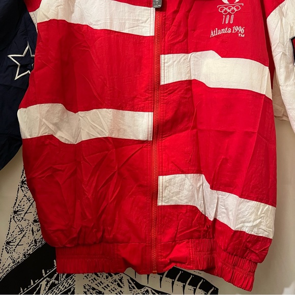 VTG Logo 7 Olympic Collection Track Jacket 90s Atlanta USA Patriotic Large - Picture 3 of 16